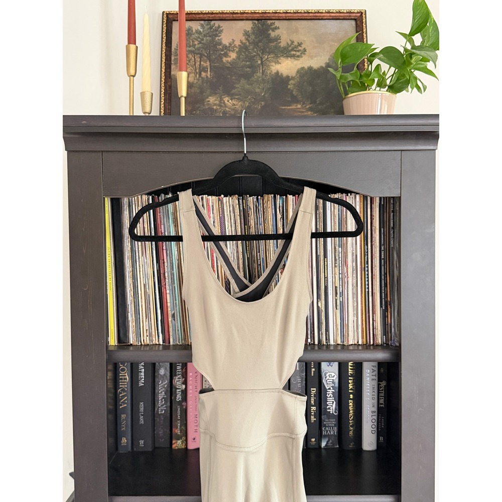 Free People Movement Good Karma Cutout Jumpsuit XS/S Tan Beige Activewear Yoga